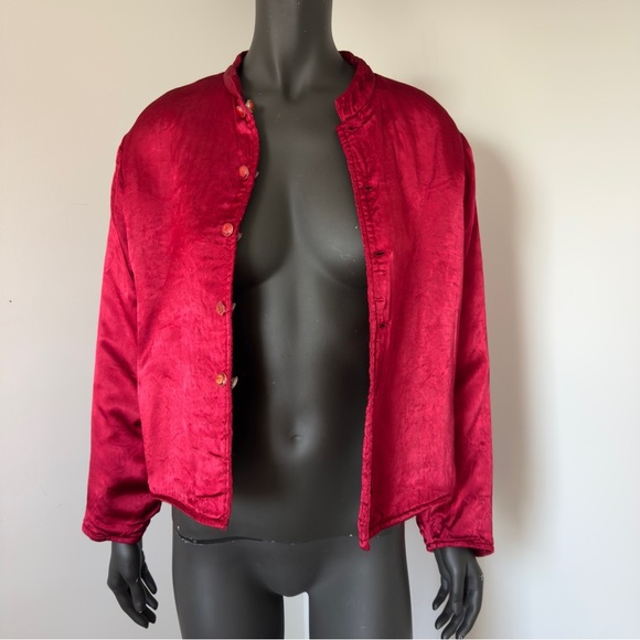April Cornell Red Quilted Reversible Jacket Button Front Med Cozy Vintage Style - Picture 3 of 9